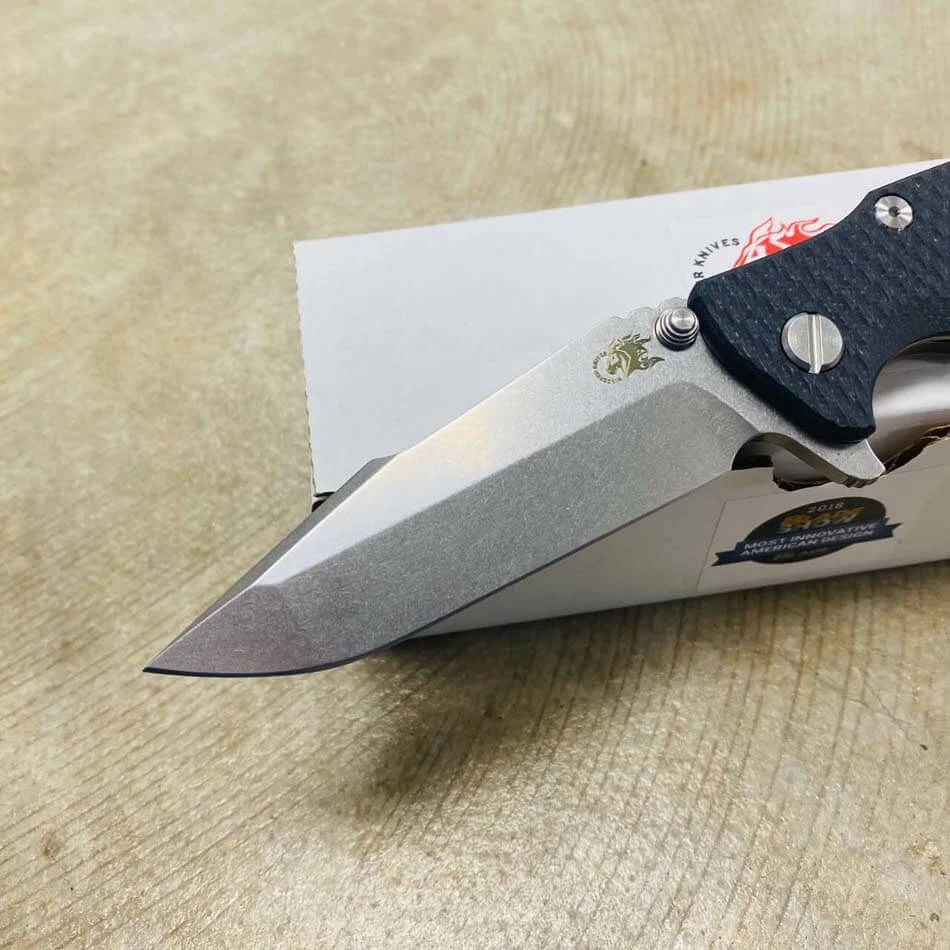 Rick Hinderer Eklipse 3.5" Harpoon Spanto Tri-Way Stonewash Bronze Black G10 Flipper Knife - Image 2