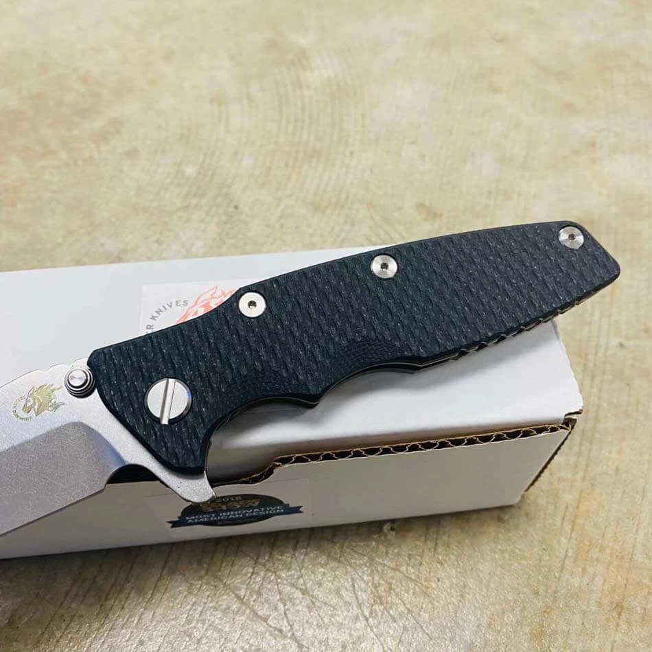 Rick Hinderer Eklipse 3.5" Harpoon Spanto Tri-Way Stonewash Bronze Black G10 Flipper Knife - Image 3