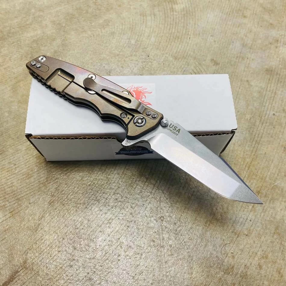 Rick Hinderer Eklipse 3.5" Harpoon Spanto Tri-Way Stonewash Bronze Black G10 Flipper Knife - Image 4