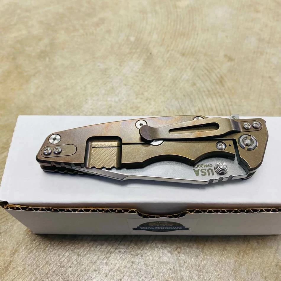 Rick Hinderer Eklipse 3.5" Harpoon Spanto Tri-Way Stonewash Bronze Black G10 Flipper Knife - Image 8