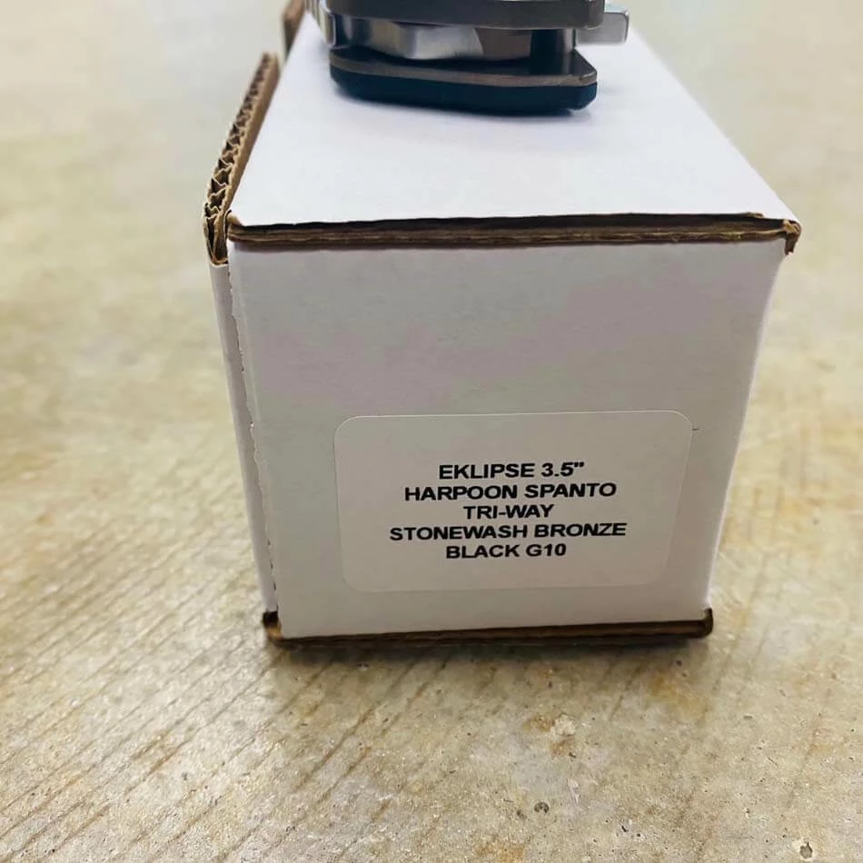 Rick Hinderer Eklipse 3.5" Harpoon Spanto Tri-Way Stonewash Bronze Black G10 Flipper Knife - Image 9