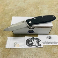 Rick Hinderer Eklipse 3.5" Harpoon Spanto Tri-Way Working Finish BATTLE BLUE Black G10 Flipper Knife