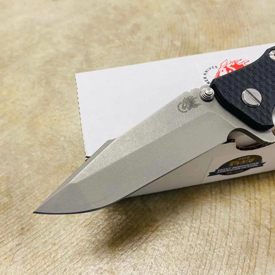 Rick Hinderer Eklipse 3.5" Harpoon Spanto Tri-Way Working Finish BATTLE BLUE Black G10 Flipper Knife - Image 3