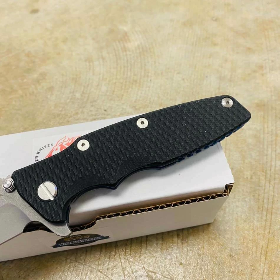 Rick Hinderer Eklipse 3.5" Harpoon Spanto Tri-Way Working Finish BATTLE BLUE Black G10 Flipper Knife - Image 4