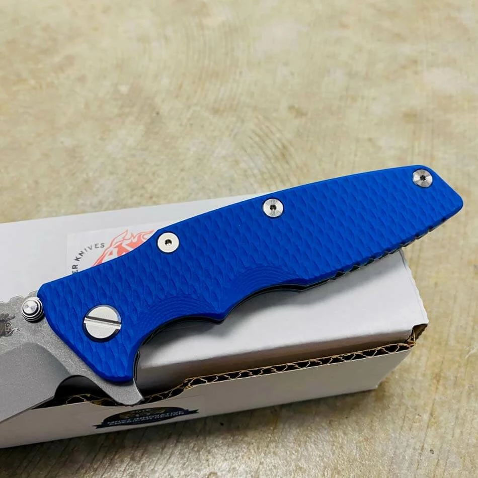 Rick Hinderer Eklipse 3.5" Harpoon Spanto Tri-Way Working Finish Blue G10 Flipper Knife - Image 3