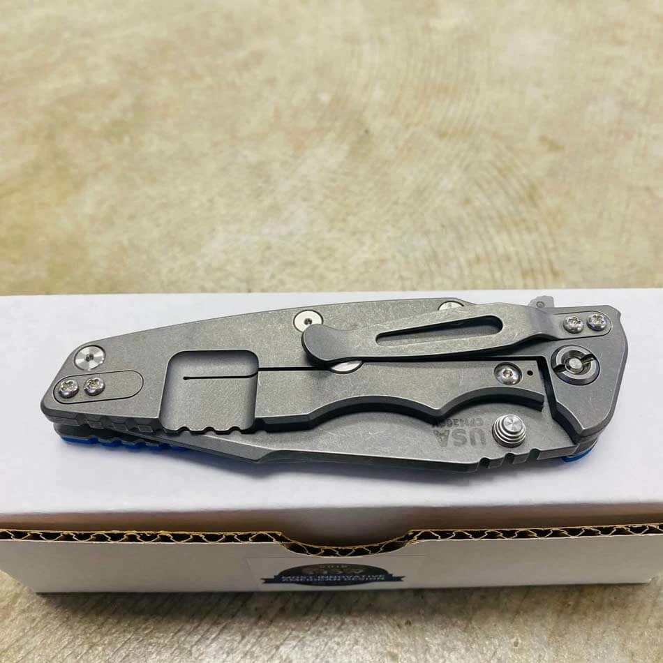 Rick Hinderer Eklipse 3.5" Harpoon Spanto Tri-Way Working Finish Blue G10 Flipper Knife - Image 8