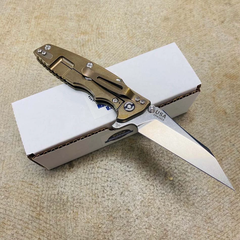 Rick Hinderer Eklipse 3.5" Wharncliffe CPM-20CV, Tri-Way, Stonewash Bronze, OD Green G10 Folding Knife - Image 4