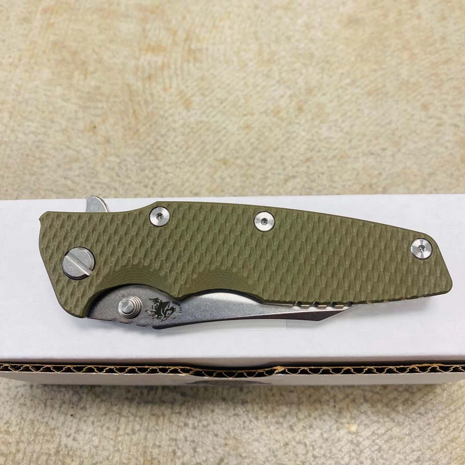 Rick Hinderer Eklipse 3.5" Wharncliffe CPM-20CV, Tri-Way, Stonewash Bronze, OD Green G10 Folding Knife - Image 7