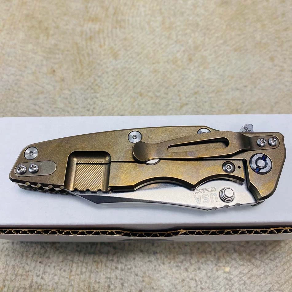 Rick Hinderer Eklipse 3.5" Wharncliffe CPM-20CV, Tri-Way, Stonewash Bronze, OD Green G10 Folding Knife - Image 8