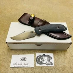 Hinderer Emmett Bowie Stonewashed 3.83" Blade Black Micarta Knife