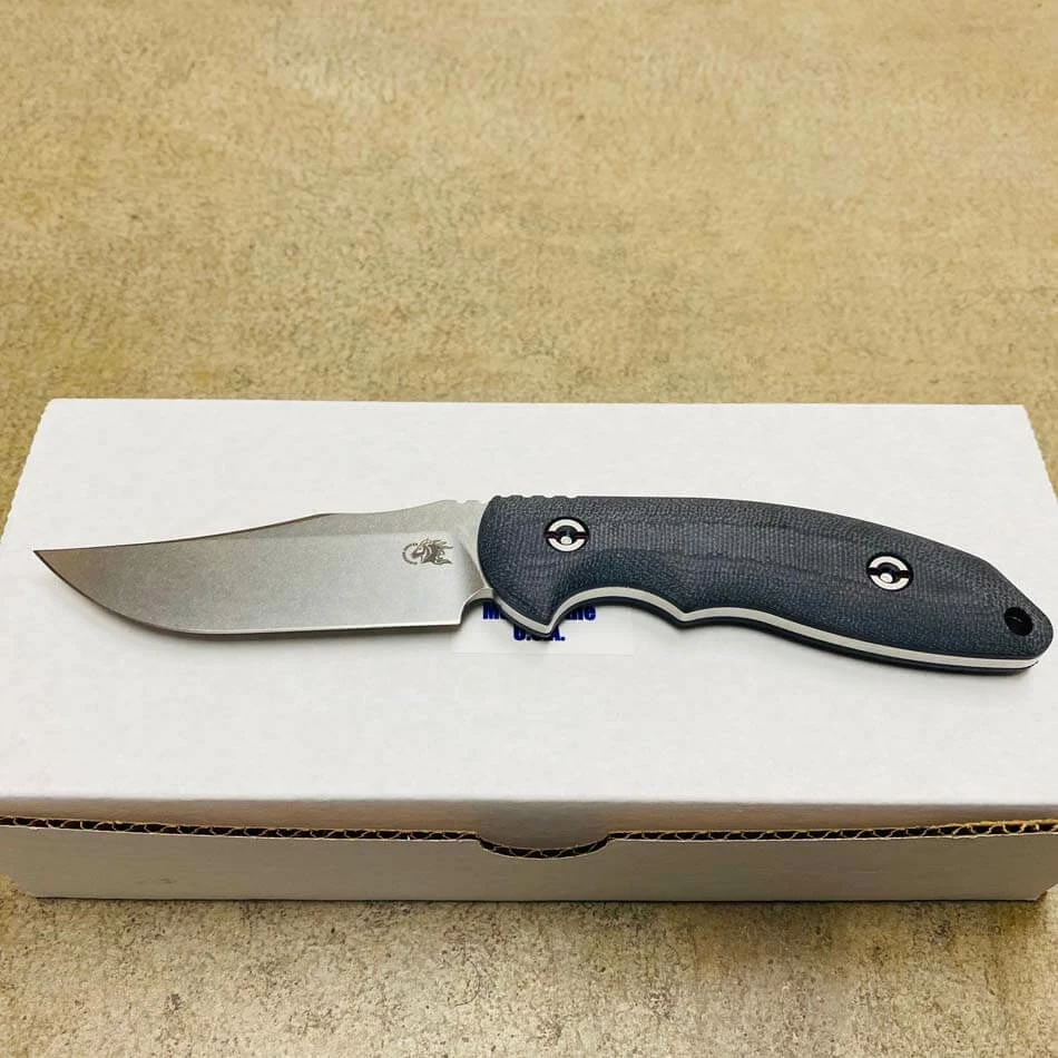 Hinderer Emmett Bowie Stonewashed 3.83" Blade Black Micarta Knife - Image 2