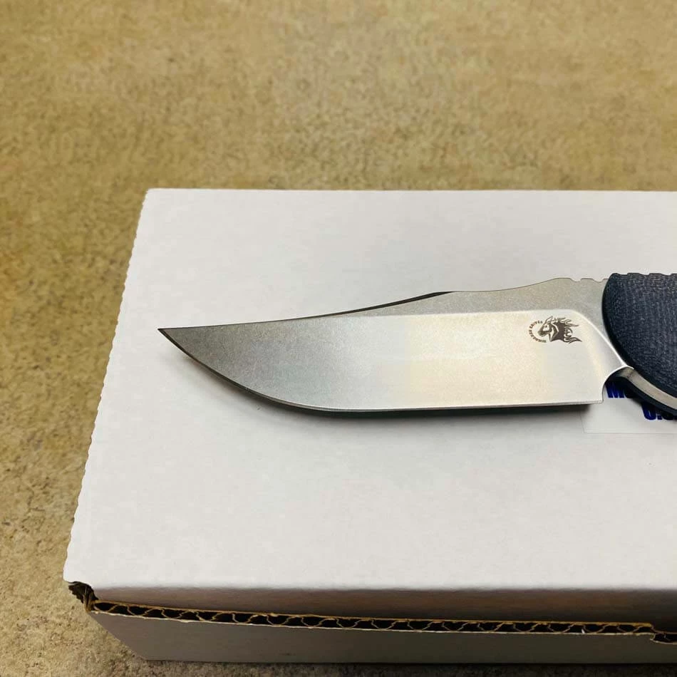 Hinderer Emmett Bowie Stonewashed 3.83" Blade Black Micarta Knife - Image 3