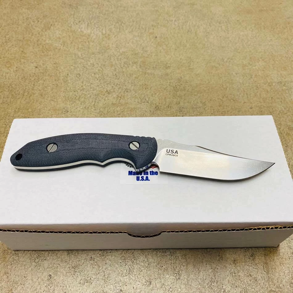 Hinderer Emmett Bowie Stonewashed 3.83" Blade Black Micarta Knife - Image 5