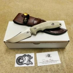 Hinderer Emmett Bowie Stonewashed 3.83" Blade OD Green Micarta Knife