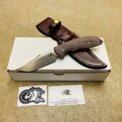 Hinderer Emmett Bowie Stonewashed 3.83" Blade Burgundy Micarta Knife