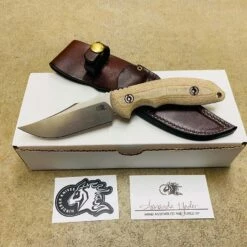 Hinderer Emmett Bowie Stonewashed 3.83" Blade Natural Micarta Knife