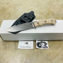 Hinderer Fieldtac 6" Harpoon Spearpoint Stonewash Natural Micarta Fixed Blade Knife