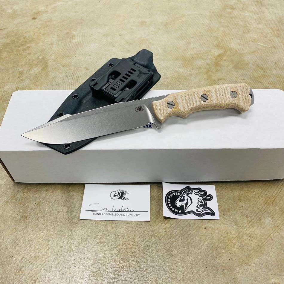 Hinderer Fieldtac 6" Harpoon Spearpoint Stonewash Natural Micarta Fixed Blade Knife
