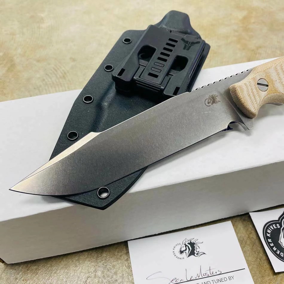 Hinderer Fieldtac 6" Harpoon Spearpoint Stonewash Natural Micarta Fixed Blade Knife - Image 2
