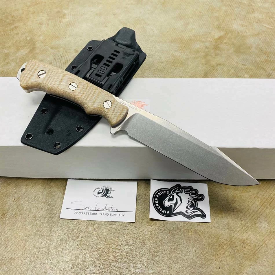 Hinderer Fieldtac 6" Harpoon Spearpoint Stonewash Natural Micarta Fixed Blade Knife - Image 4