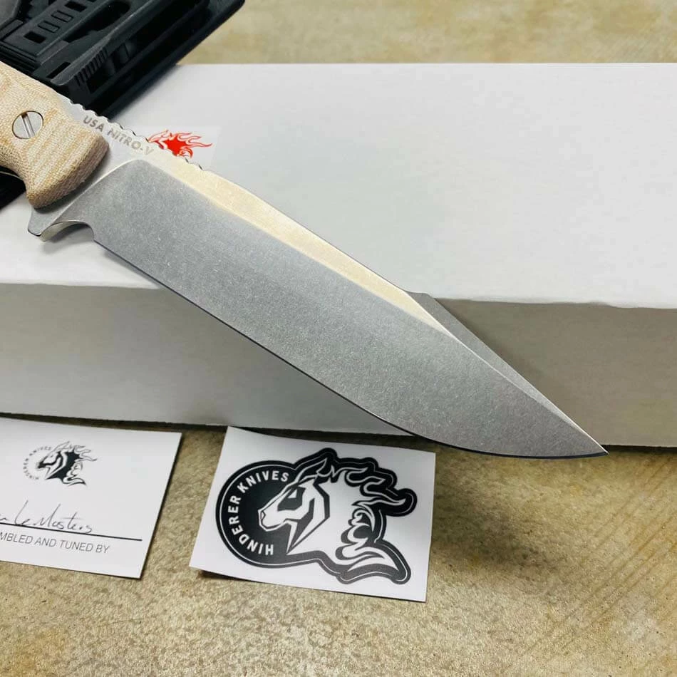 Hinderer Fieldtac 6" Harpoon Spearpoint Stonewash Natural Micarta Fixed Blade Knife - Image 5