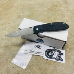 Rick Hinderer Tri-Way Firetac Folding Knife 3.625" CPM-20CV Stonewashed Recurve Blade, Black G10 And Battle Bronze Titanium Handles Knife