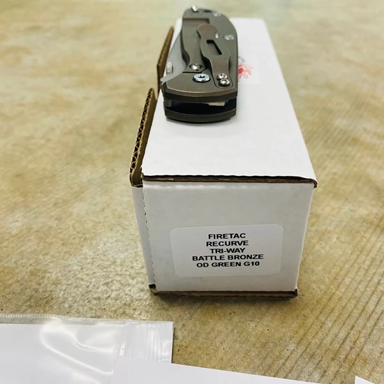 Rick Hinderer Tri-Way Firetac Folding Knife 3.625" CPM-20CV Stonewashed Recurve Blade, OD Green G10 And Battle Bronze Titanium Handles Knife - Image 8