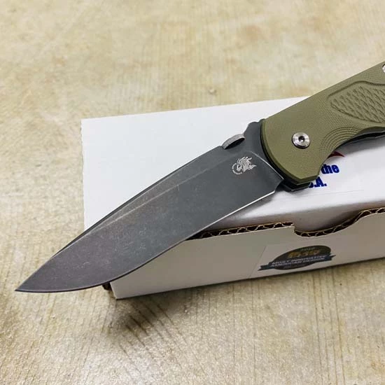 Rick Hinderer Tri-Way Firetac Folding Knife 3.625" CPM-20CV DLC Battle Black Recurve Blade, OD Green G10 And Battle Black Titanium Handle Knife - Image 2