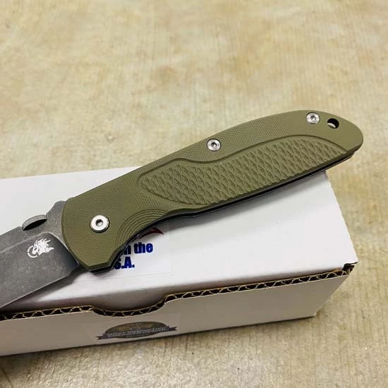 Rick Hinderer Tri-Way Firetac Folding Knife 3.625" CPM-20CV DLC Battle Black Recurve Blade, OD Green G10 And Battle Black Titanium Handle Knife - Image 3