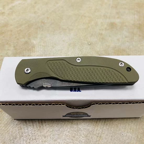 Rick Hinderer Tri-Way Firetac Folding Knife 3.625" CPM-20CV DLC Battle Black Recurve Blade, OD Green G10 And Battle Black Titanium Handle Knife - Image 5