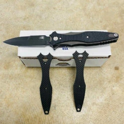 Rick Hinderer Maximus Bayonet Grind Tri-Way Battle Black, Black G10, Folding Knife With Extra Set Carbon Fiber Scales Package