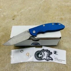 Hinderer XM-18 3.5" SKINNY Harpoon Spanto Tri-Way Working Finish Battle Blue Show Side Blue Black G10 Knife