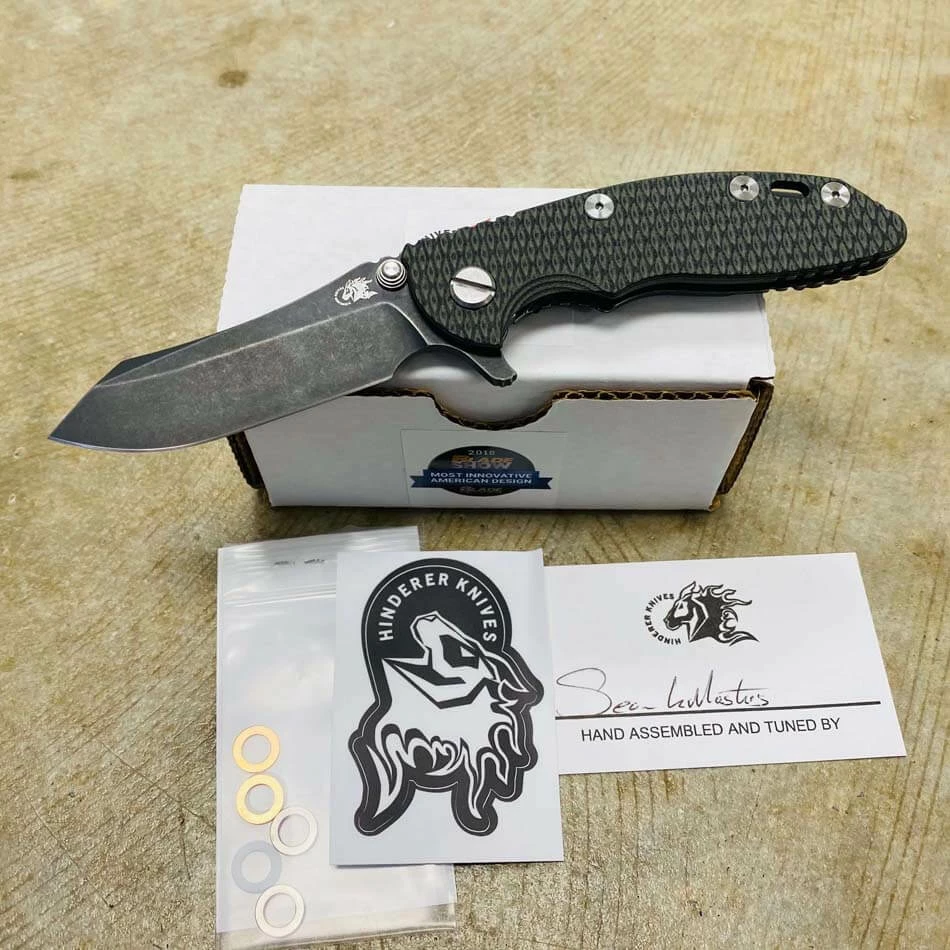 Rick Hinderer XM-18 3.0" Skinner, Tri-Way, Battle Black, OD Green Black G10 Folding Knife