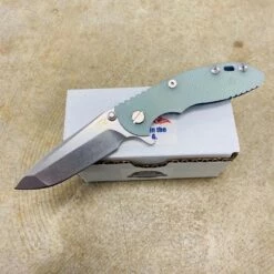 Rick Hinderer XM-18 3.0" Spanto, Tri-Way, Stonewash Blue, Translucent Green G10 Folding Knife