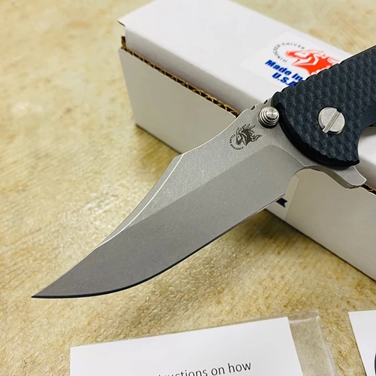 Rick Hinderer XM-18 3.5" Bowie Knife Working Finish Battle Bronze Black G10 - Image 2