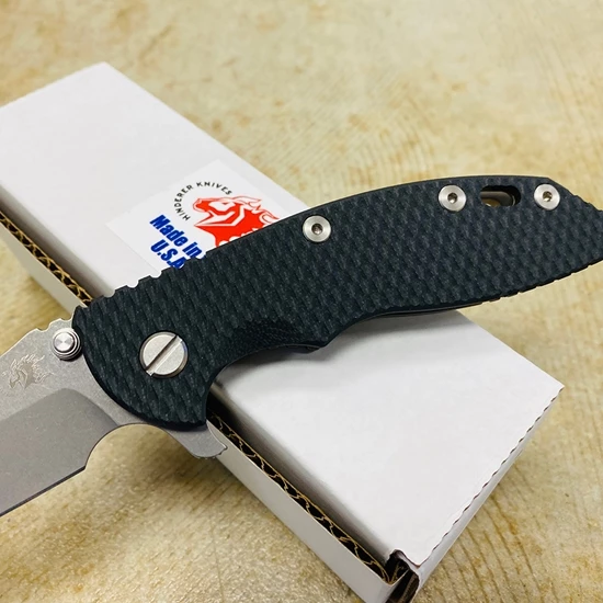 Rick Hinderer XM-18 3.5" Bowie Knife Working Finish Battle Bronze Black G10 - Image 3