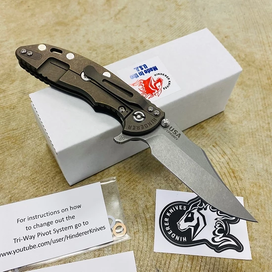 Rick Hinderer XM-18 3.5" Bowie Knife Working Finish Battle Bronze Black G10 - Image 4