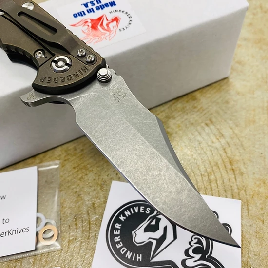 Rick Hinderer XM-18 3.5" Bowie Knife Working Finish Battle Bronze Black G10 - Image 5