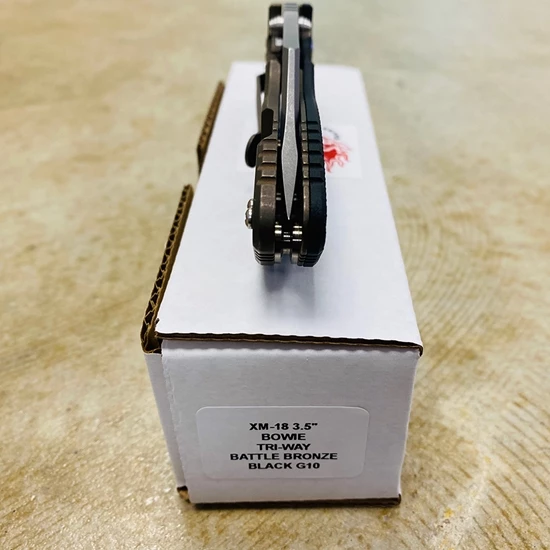 Rick Hinderer XM-18 3.5" Bowie Knife Working Finish Battle Bronze Black G10 - Image 7