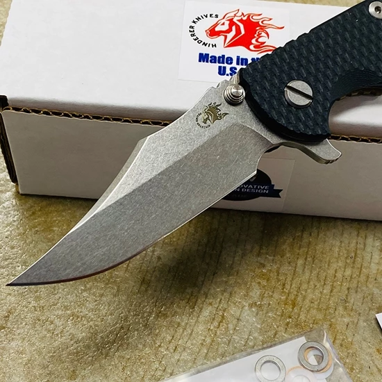 Rick Hinderer XM-18 3.5" Bowie Knife Stonewash Bronze Finish Black G10 - Image 2