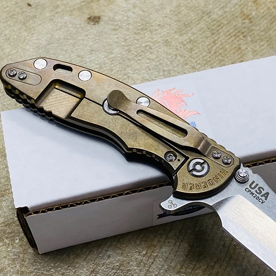 Rick Hinderer XM-18 3.5" Bowie Knife Stonewash Bronze Finish Black G10 - Image 5