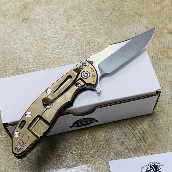 Rick Hinderer XM-18 3.5" Bowie Knife Stonewash Bronze Finish Black G10 - Image 6