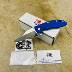 Rick Hinderer XM-18 3.5" Bowie Knife Stonewash Blue Finish Blue G10