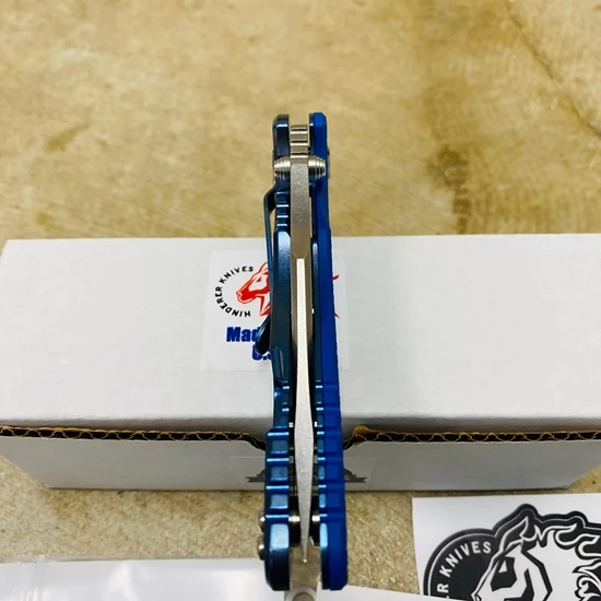 Rick Hinderer XM-18 3.5" Bowie Knife Stonewash Blue Finish Blue G10 - Image 6