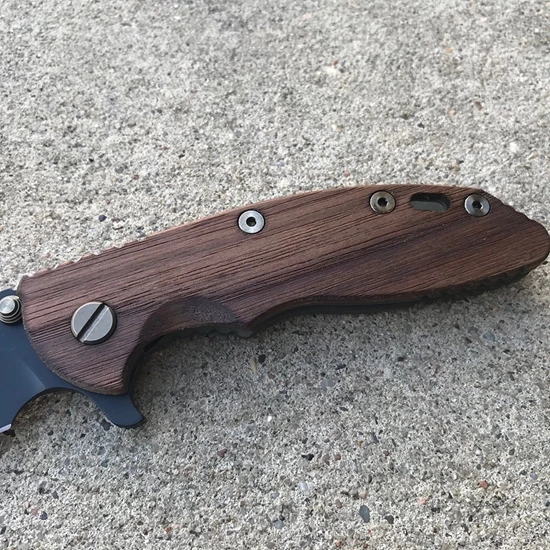 Rick Hinderer XM-18 3.5" Bowie Tri-Way Vintage Smooth Walnut Flipper Knife - Image 2