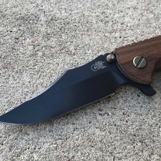 Rick Hinderer XM-18 3.5" Bowie Tri-Way Vintage Smooth Walnut Flipper Knife - Image 3