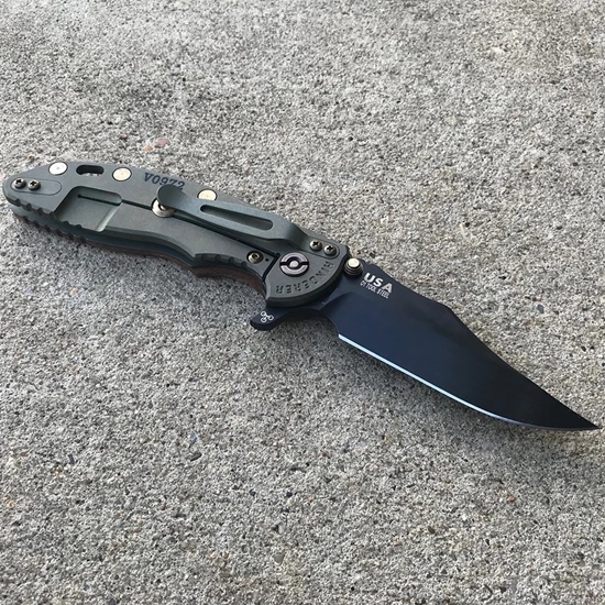 Rick Hinderer XM-18 3.5" Bowie Tri-Way Vintage Smooth Walnut Flipper Knife - Image 4