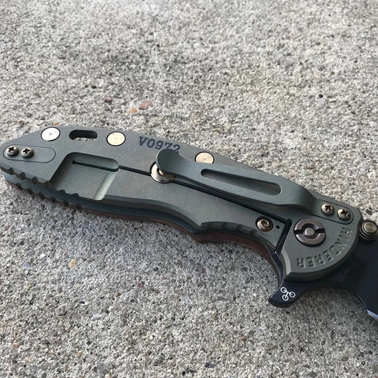 Rick Hinderer XM-18 3.5" Bowie Tri-Way Vintage Smooth Walnut Flipper Knife - Image 5