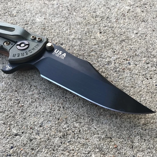 Rick Hinderer XM-18 3.5" Bowie Tri-Way Vintage Smooth Walnut Flipper Knife - Image 6