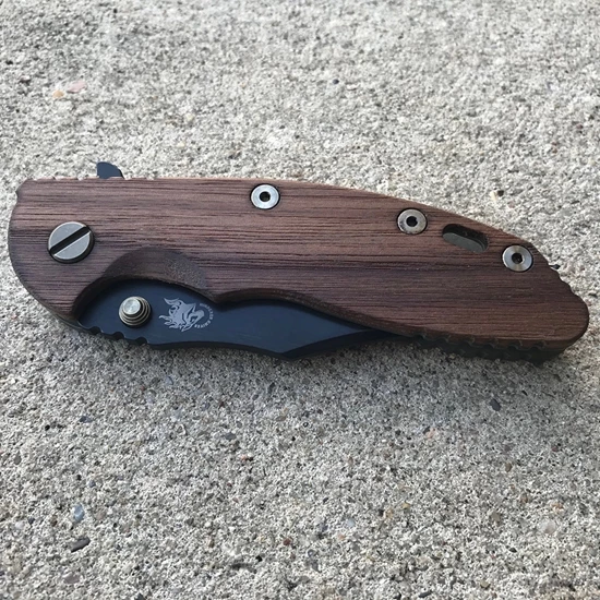 Rick Hinderer XM-18 3.5" Bowie Tri-Way Vintage Smooth Walnut Flipper Knife - Image 7